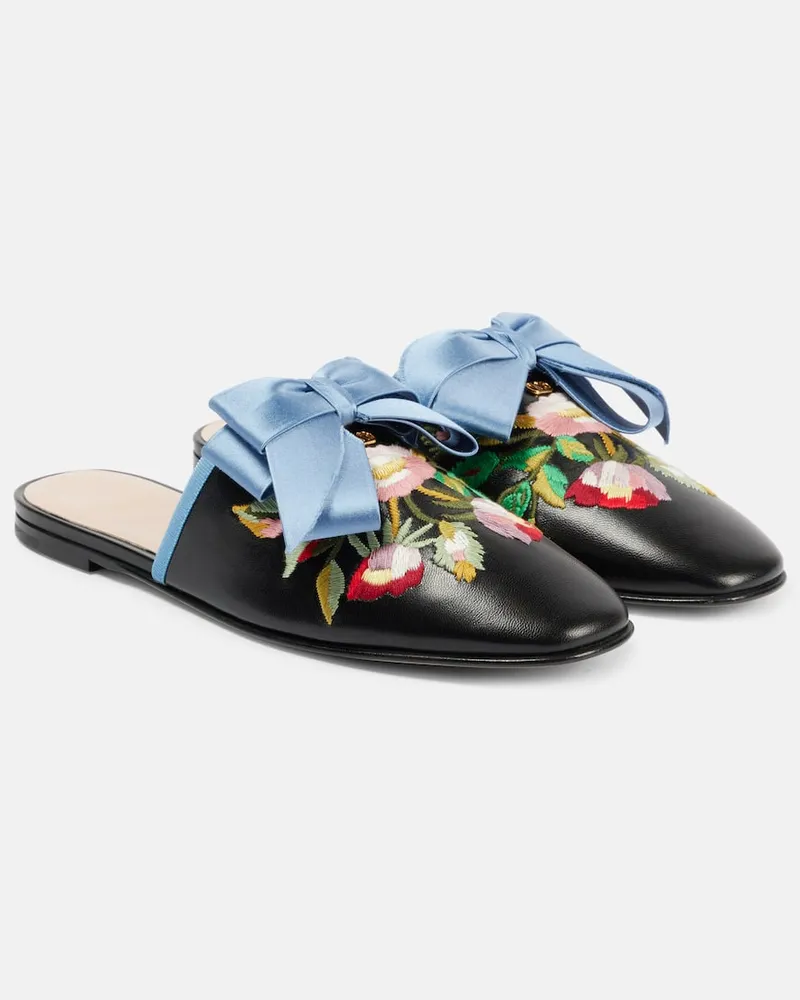 Valentino Garavani Bestickte Slippers Beauregard aus Leder Multicolor