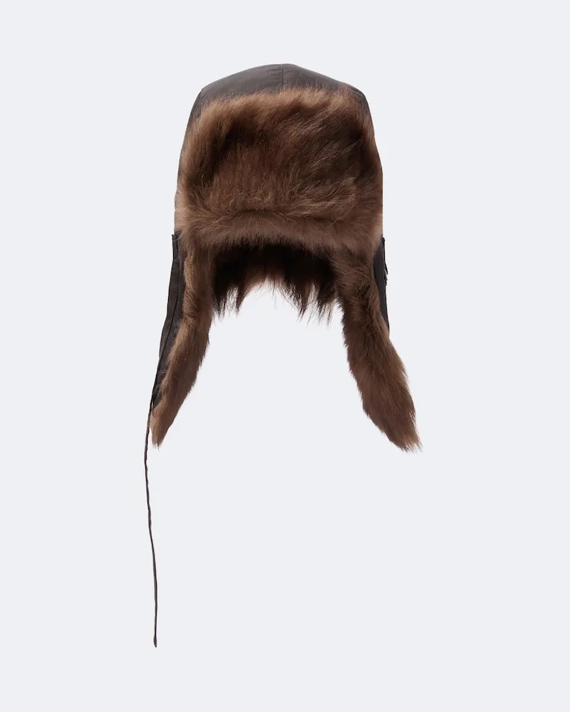Christophe Lemaire Trappermütze aus Shearling Schwarz