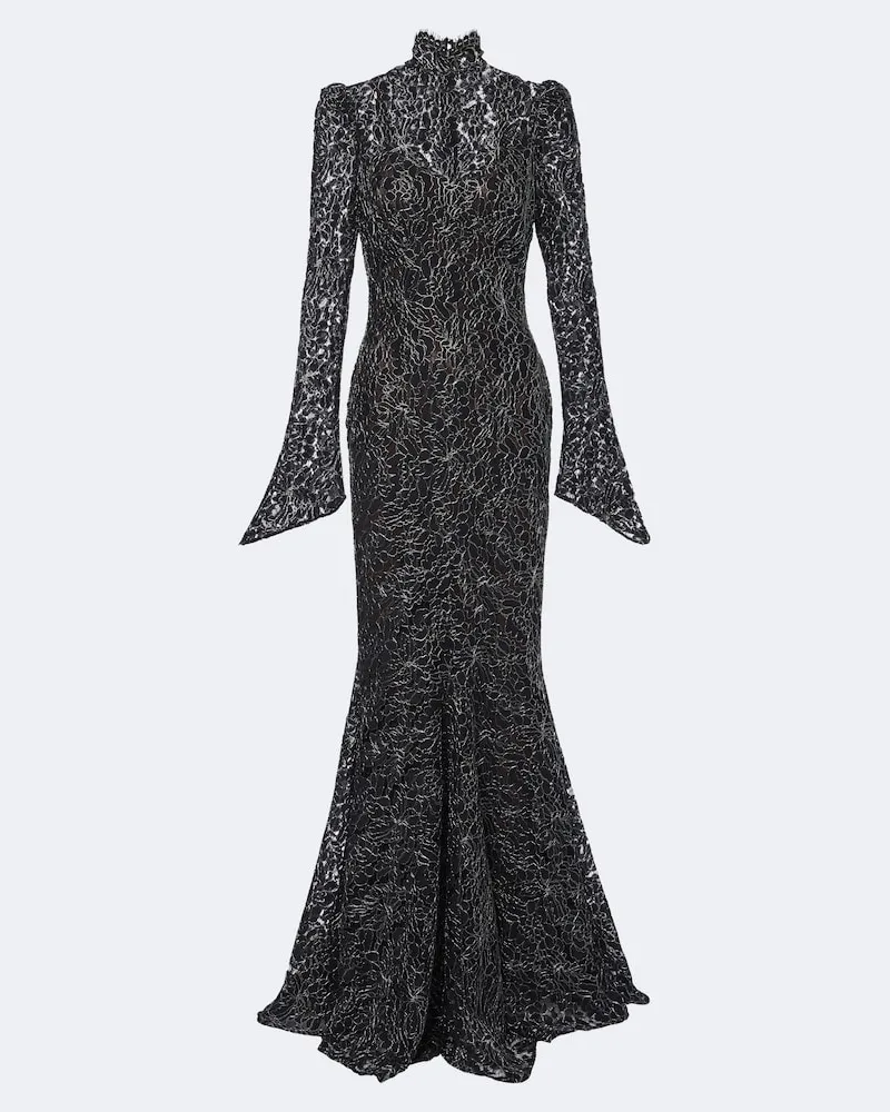 De La Vali Robe Votiva aus Lamé mit Spitze Schwarz