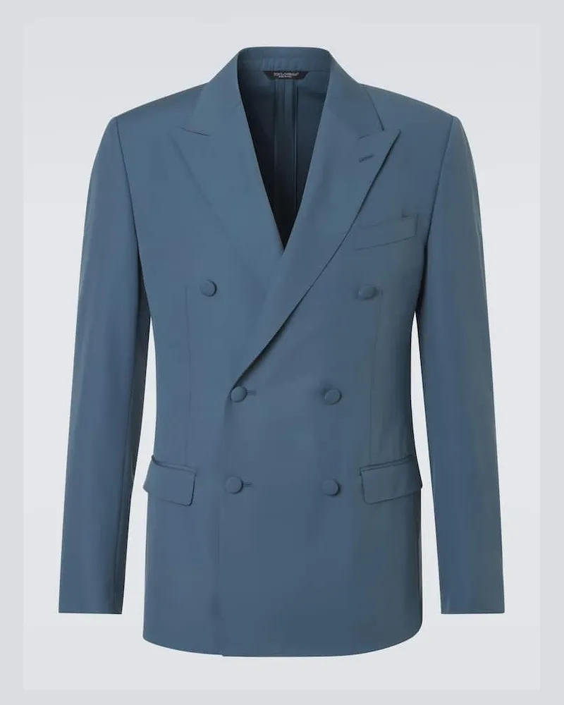 Dolce & Gabbana Anzugjacke aus Wollpopeline Blau