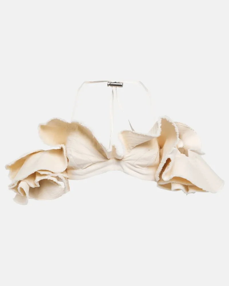 Jacquemus Cropped-Top  La Brassière Artichaut aus Baumwolle Weiß