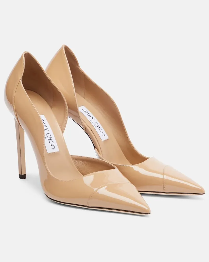 Jimmy Choo Pumps Brigitte 100 aus Lackleder Beige