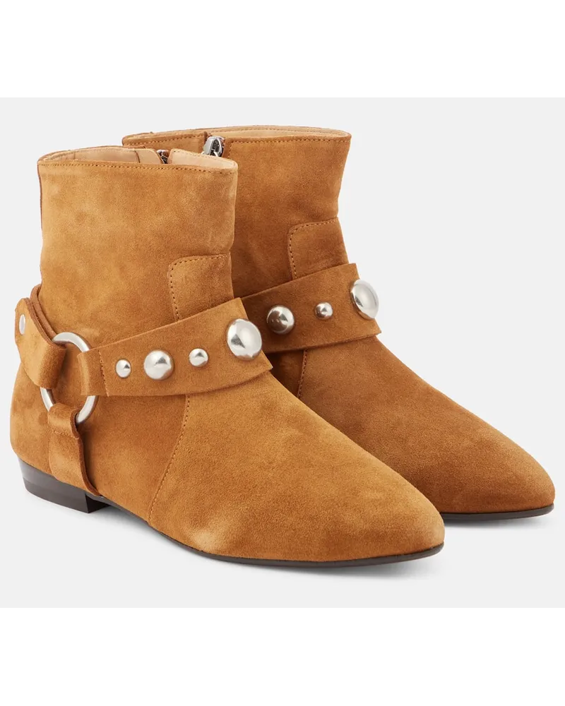 Isabel Marant Verzierte Ankle Boots Siago aus Veloursleder Braun
