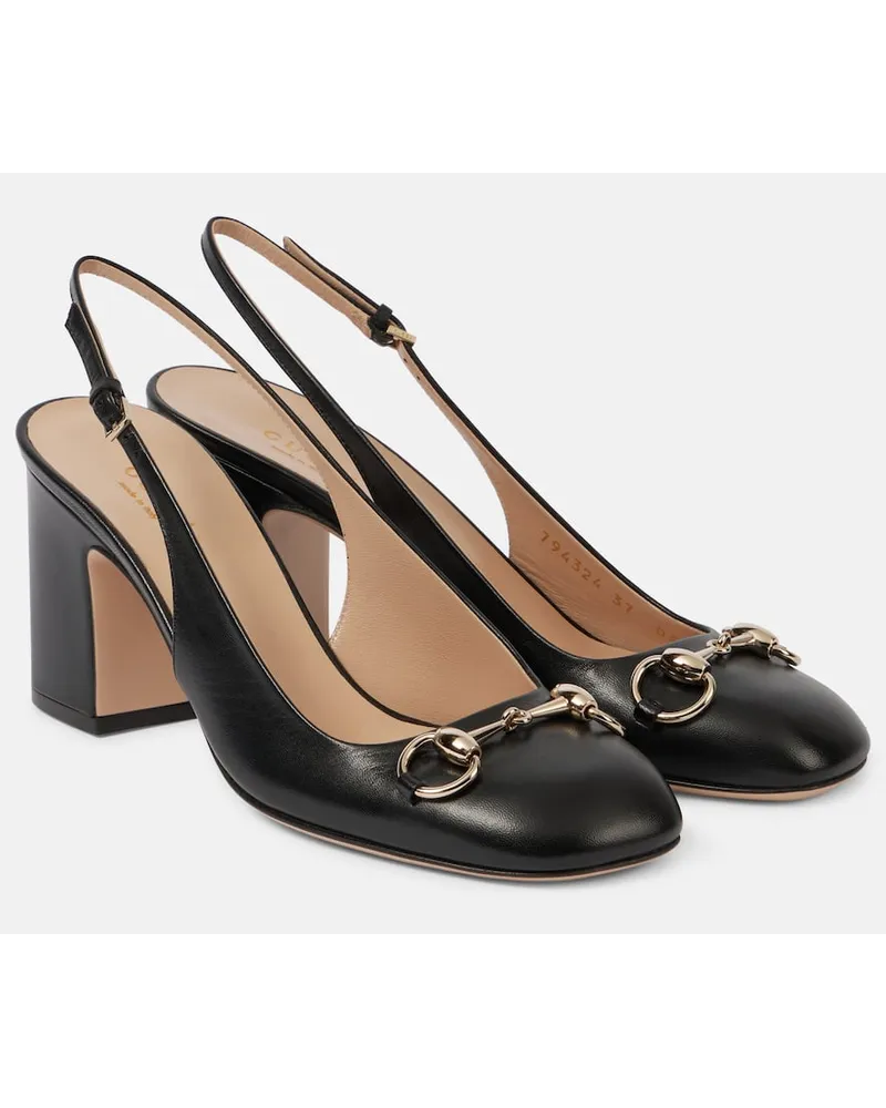 Gucci Slingback-Pumps Horsebit aus Leder Schwarz