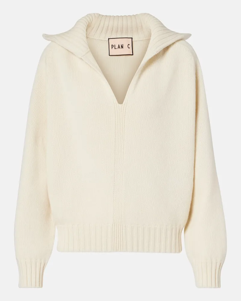PLAN C Polopullover aus Wolle und Kaschmir Beige