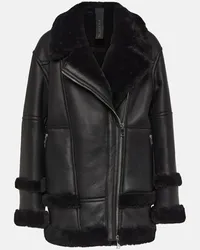 BLANCHA Lederjacke mit Shearling Schwarz