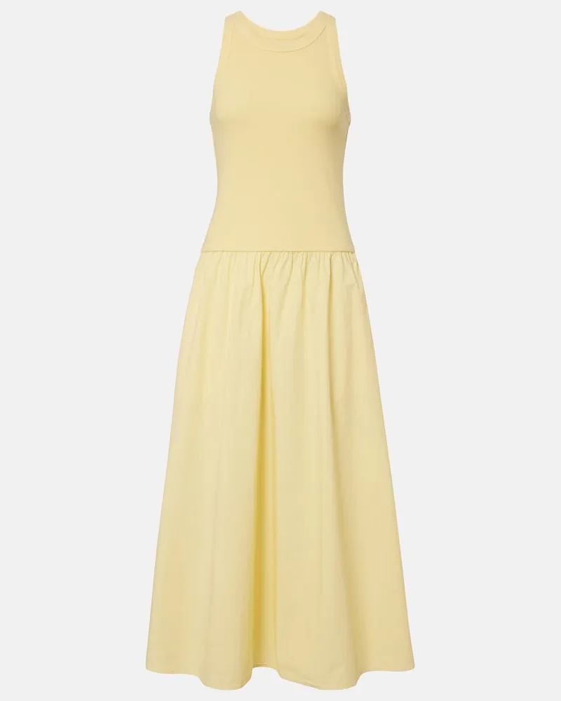 Velvet Midikleid Romilly aus einem Baumwollgemisch Gelb