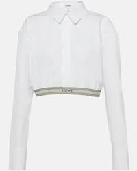 Loewe Cropped-Bluse aus Baumwollpopeline Weiss