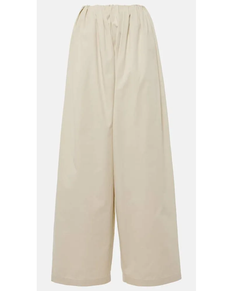 Maison Margiela Weite High-Rise-Hose aus Baumwolle Weiss