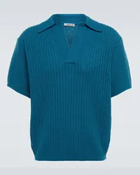 AURALEE Polopullover aus Baumwolle und Wolle Blau