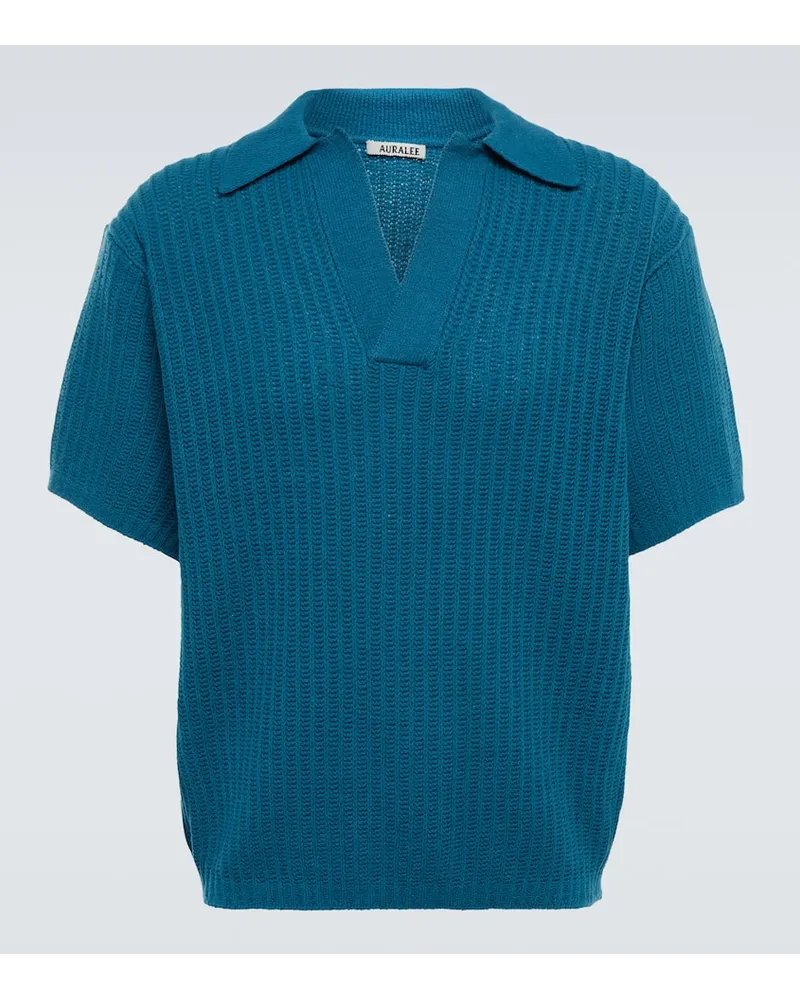 AURALEE Polopullover aus Baumwolle und Wolle Blau