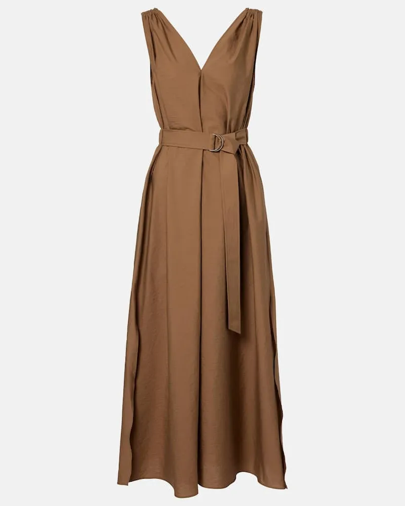 Brunello Cucinelli Midikleid aus einem Baumwollgemisch Beige