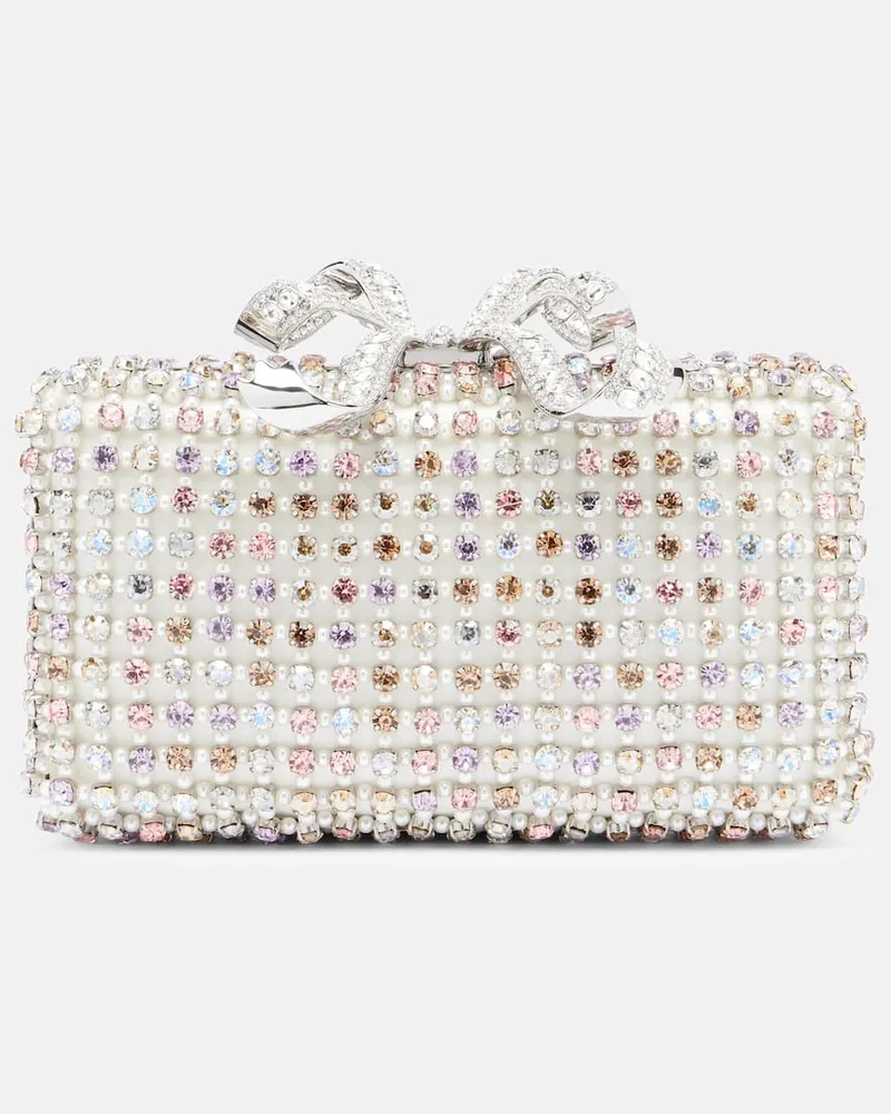 Self-Portrait Clutch Bow Mini mit Kristallen Silber