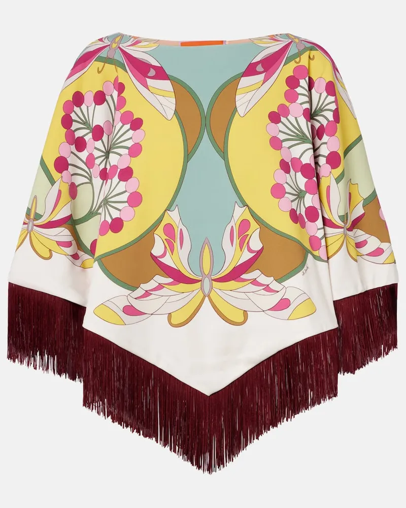 La DoubleJ Wendbarer Poncho Florette Placée aus Satin Multicolor