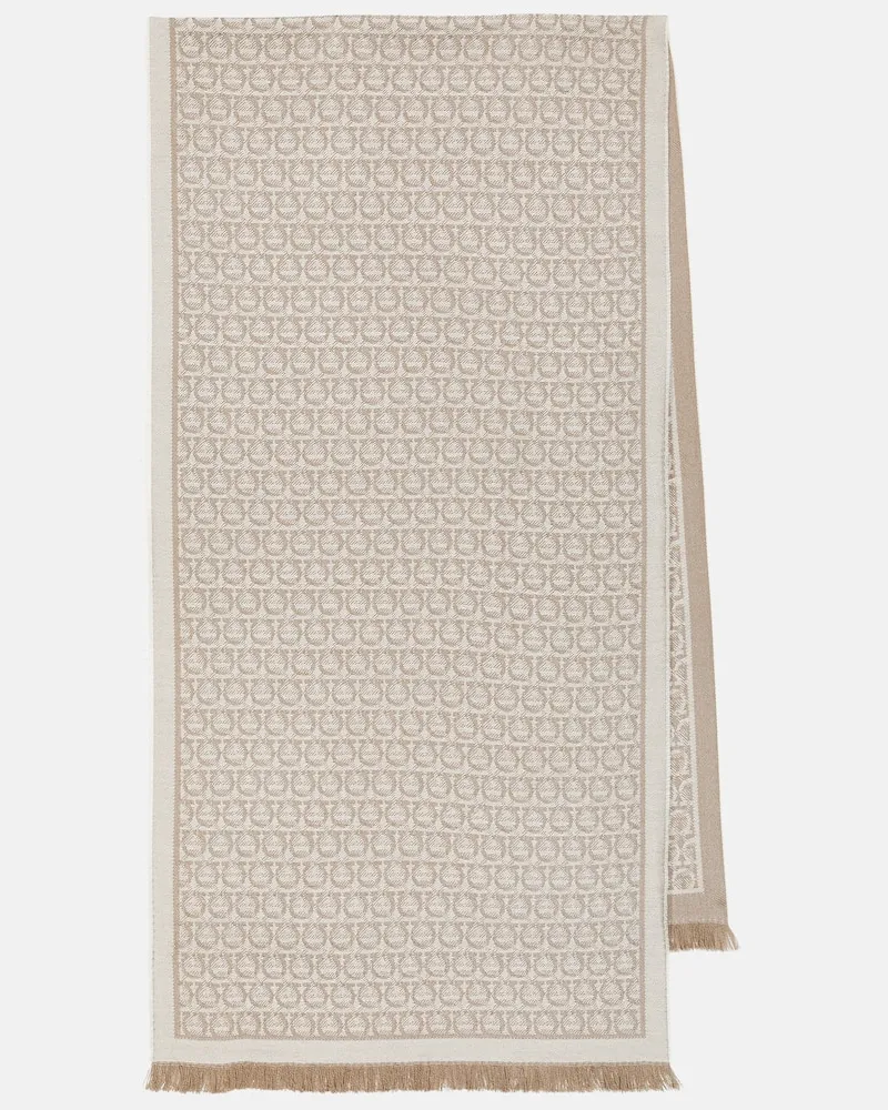 Ferragamo Schal Gancini aus Wolle Beige