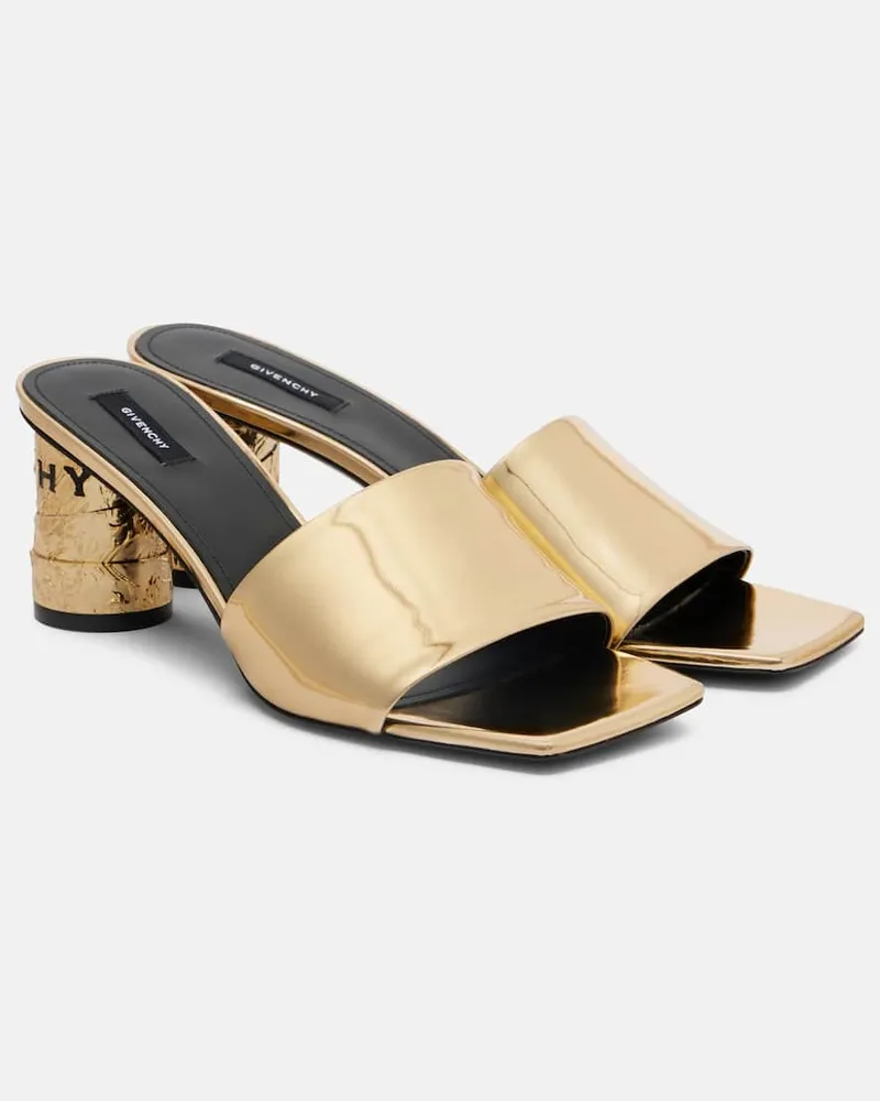 Givenchy Pantoletten Tape 65 aus Metallic-Leder Gold