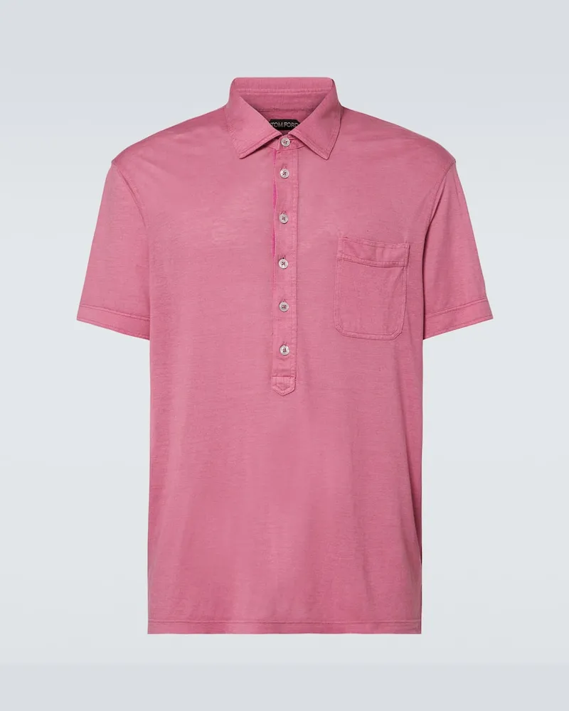 Tom Ford Polohemd aus Seide und Leinen Pink