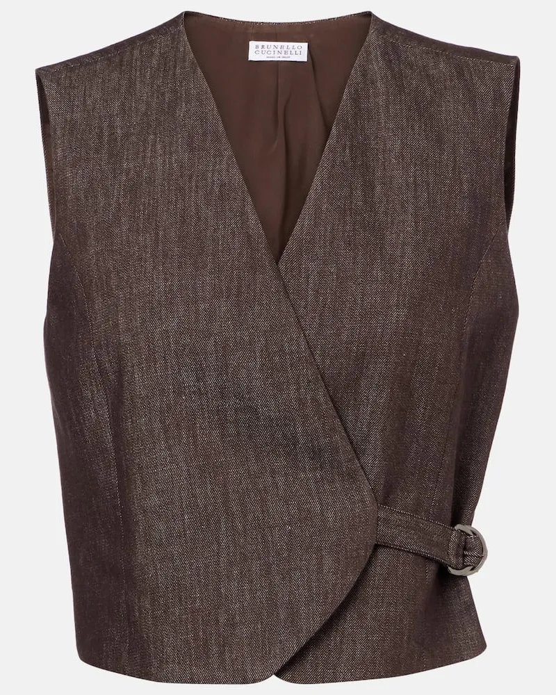 Brunello Cucinelli Weste aus Baumwolle Braun