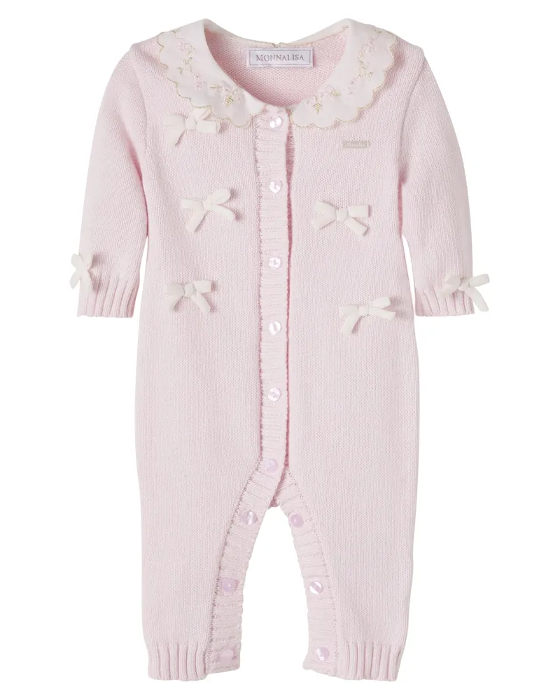 Monnalisa Baby Bestickter Spieler aus Baumwolle und Wolle Rosa