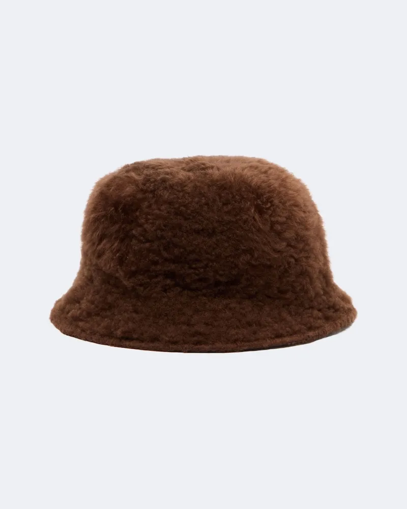 Brunello Cucinelli Hut Monili aus Shearling mit Leder Braun