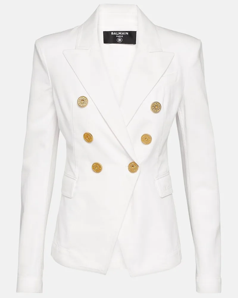 Balmain Blazer aus Denim Weiß