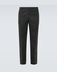 Prada Gerade Cropped-Hose aus Flanell Grau