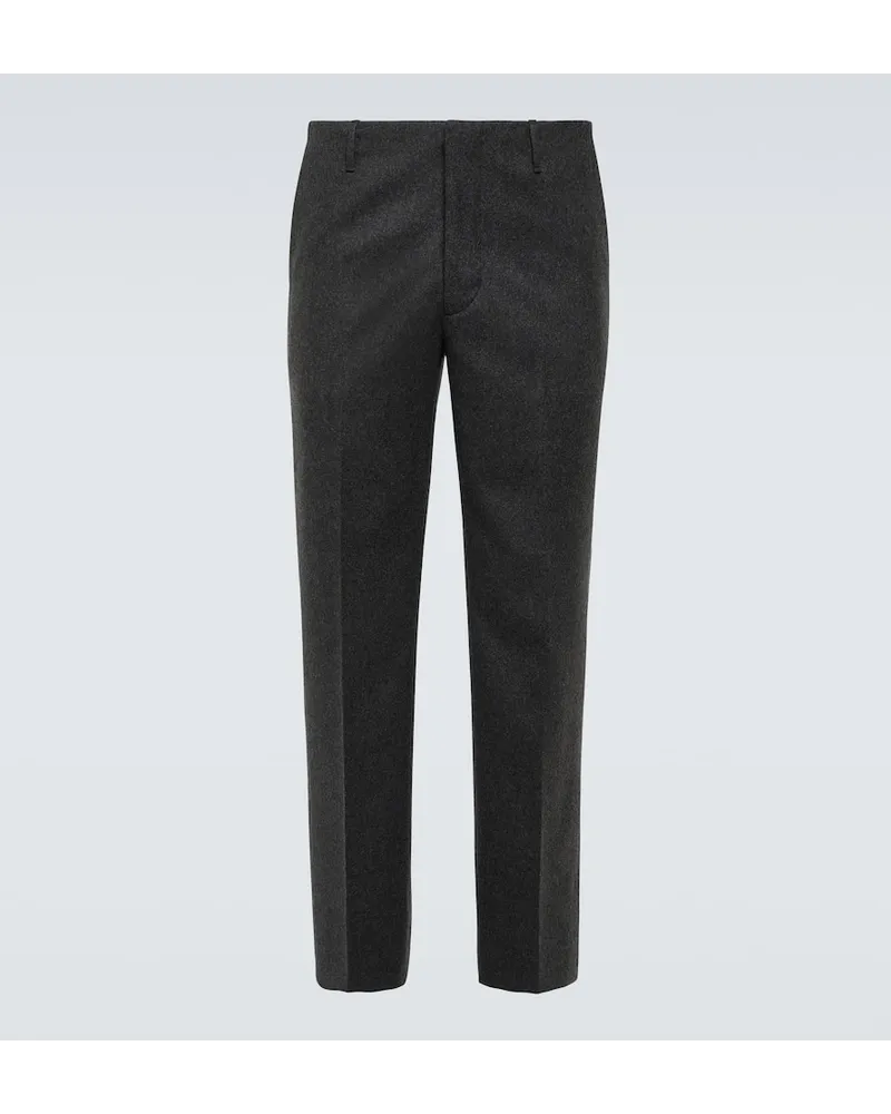 Prada Gerade Cropped-Hose aus Flanell Grau