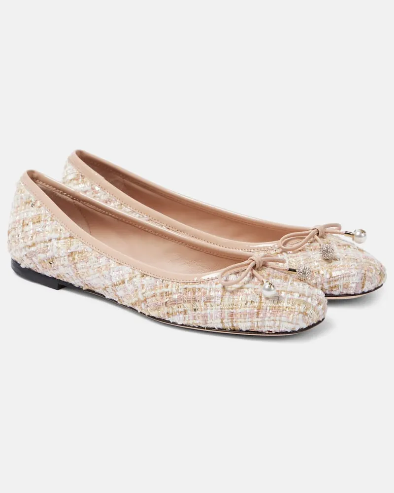 Jimmy Choo Ballerinas Elme aus Tweed Neutral