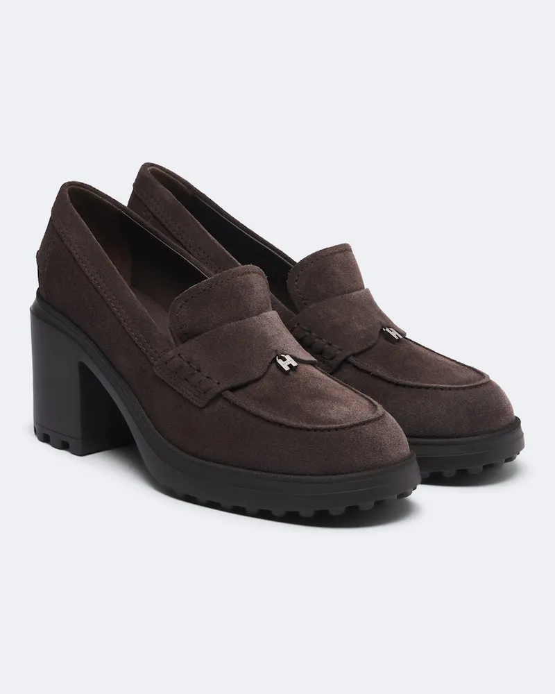 Hogan Loafer-Pumps aus Veloursleder Braun