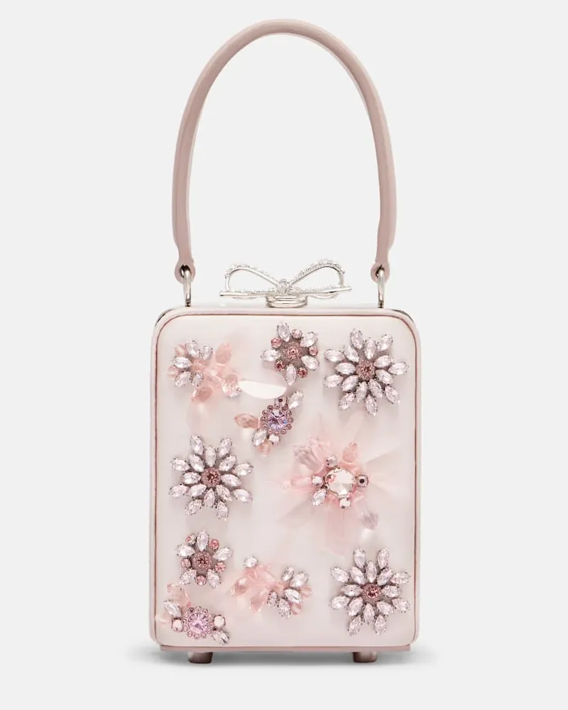 Self-Portrait Clutch Micro mit Kristallen Pink
