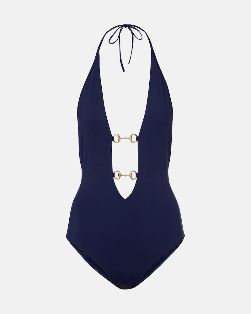Gucci Badeanzug Horsebit Blau