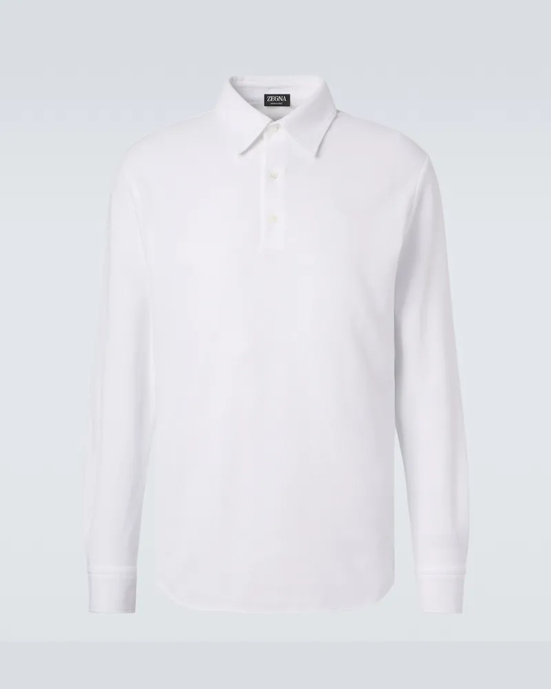 Ermenegildo Zegna Polohemd aus Baumwoll-Piqué Weiß