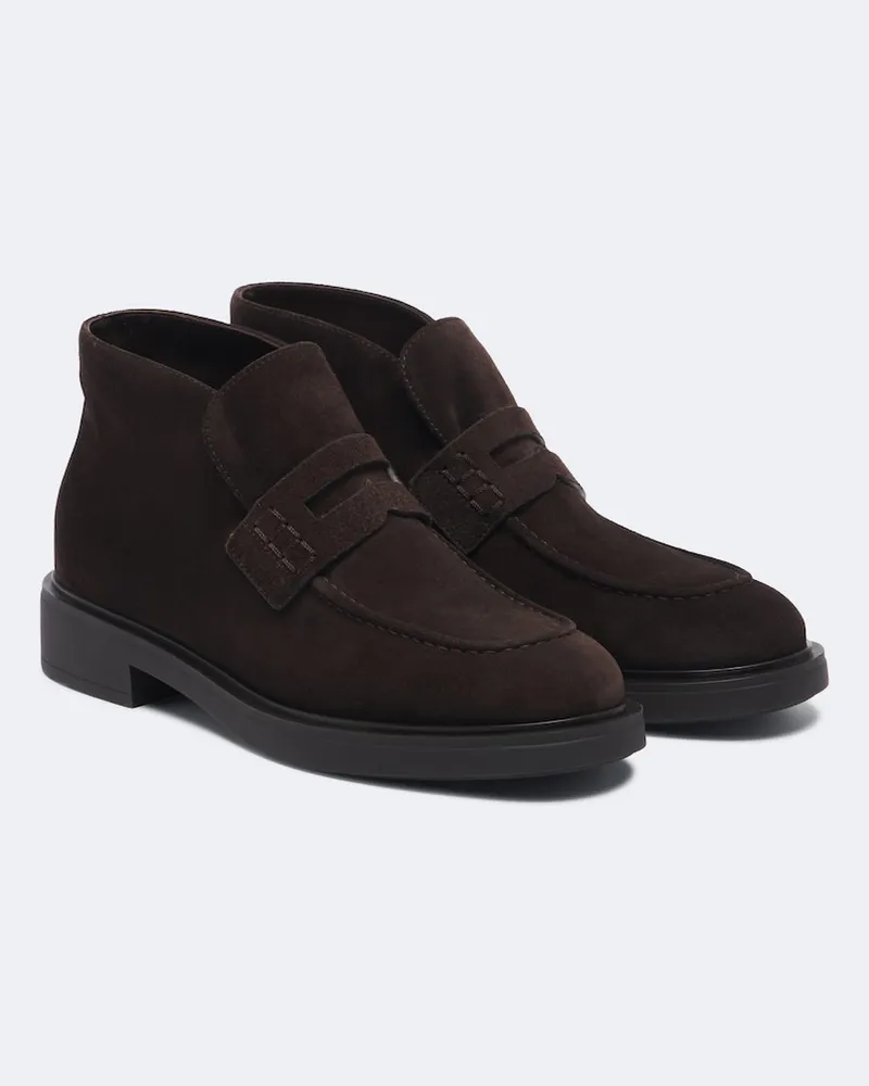 Gianvito Rossi Ankle Boots Brogue aus Veloursleder Braun