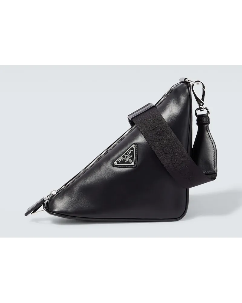 Prada Messenger Bag Triangle aus Leder Schwarz