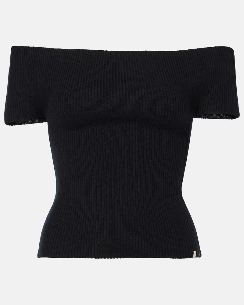 extreme cashmere Off-Shoulder-Top Libra Schwarz