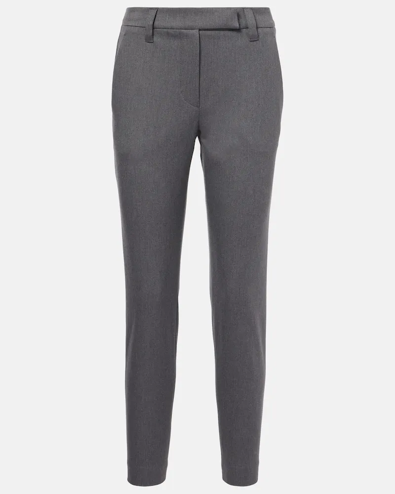 Brunello Cucinelli Schmale Hose aus einem Baumwollgemisch Grau