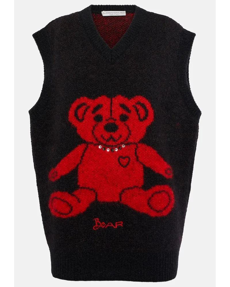 Alessandra Rich Weste Bear aus einem Wollgemisch Schwarz