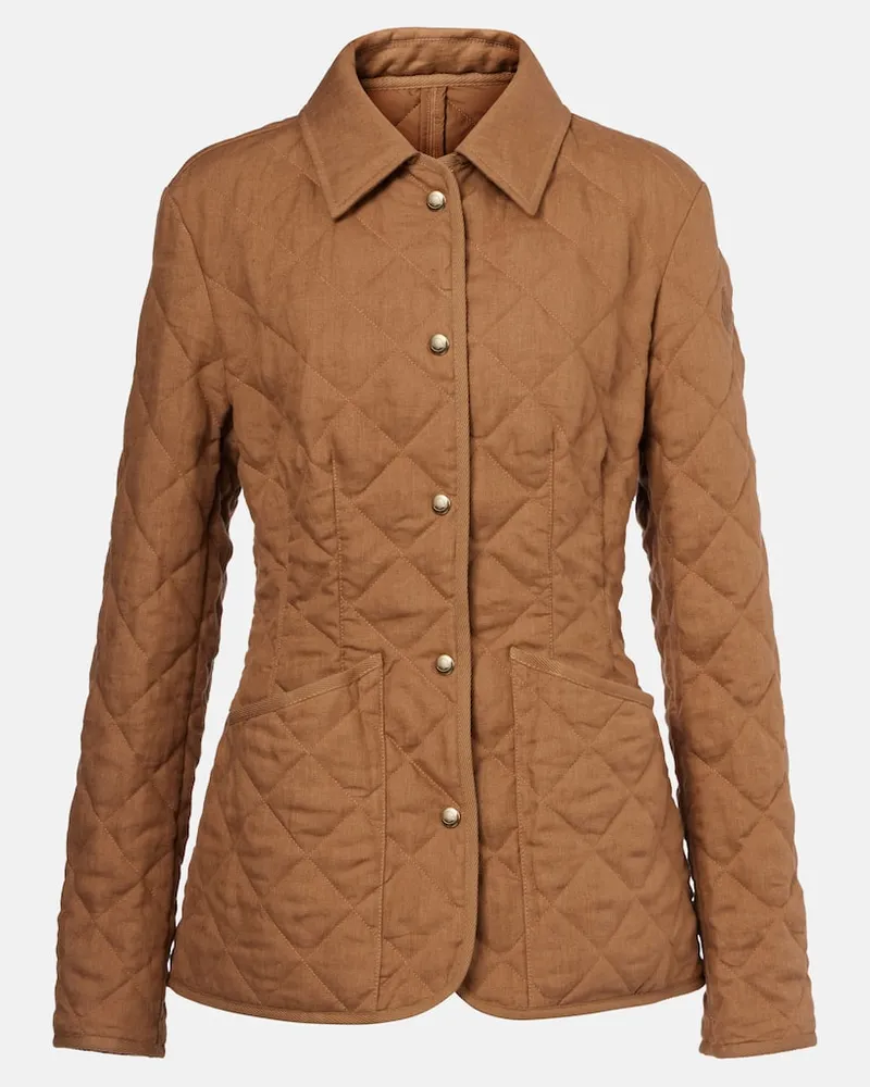 Moncler Jacke Uzes aus Leinen mit Leder Weiß