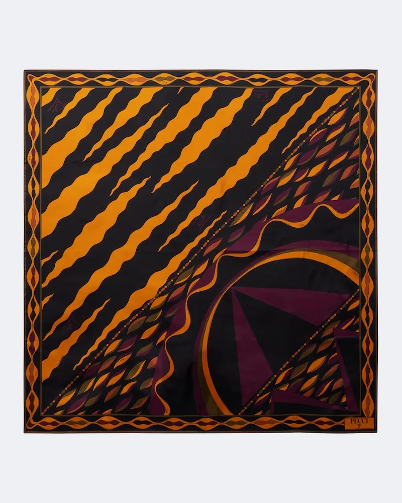 Emilio Pucci Tuch Fiamme und Nawaho aus Seiden-Twill Multicolor