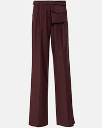 Aya Muse Gerade Mid-Rise-Hose Sylvia aus Wolle Burgund