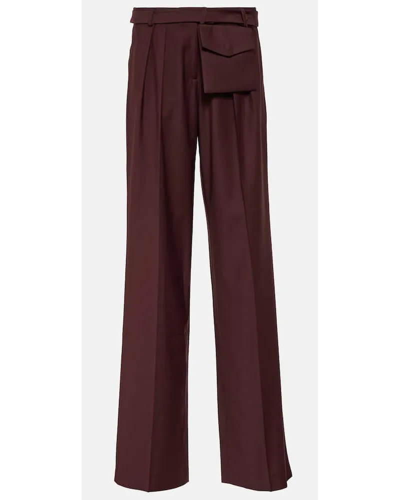 Aya Muse Gerade Mid-Rise-Hose Sylvia aus Wolle Burgund