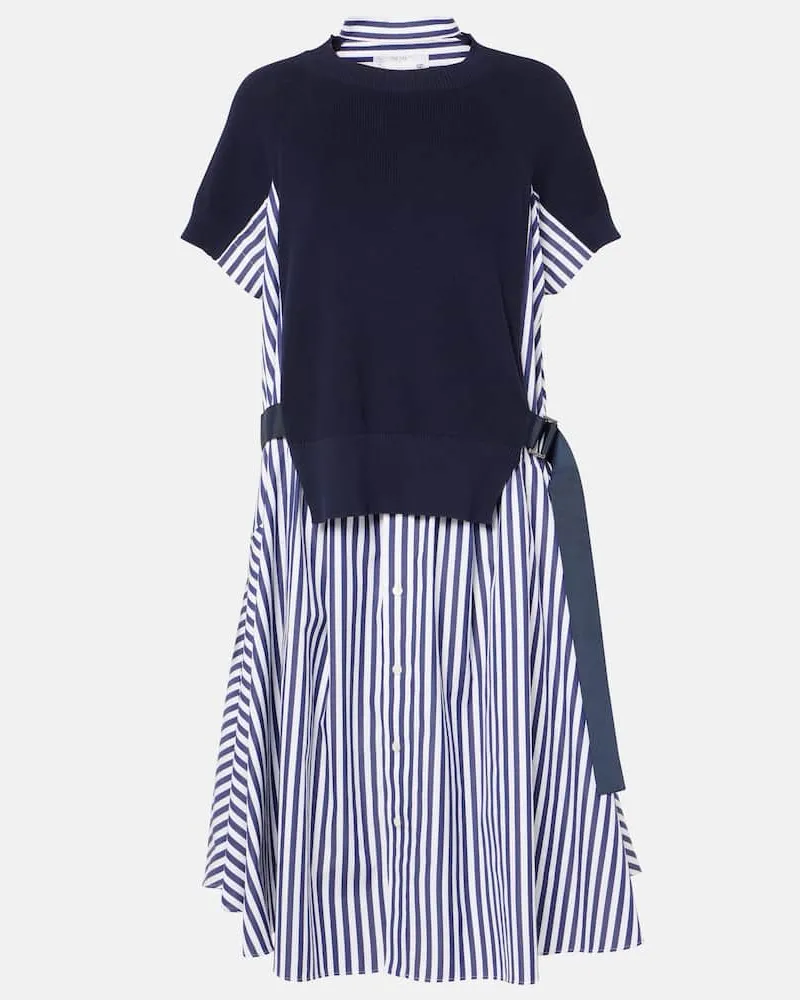 Sacai Midikleid aus Baumwolle Blau