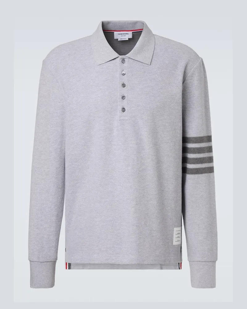 Thom Browne Polohemd 4-Bar aus Baumwoll-Piqué Grau