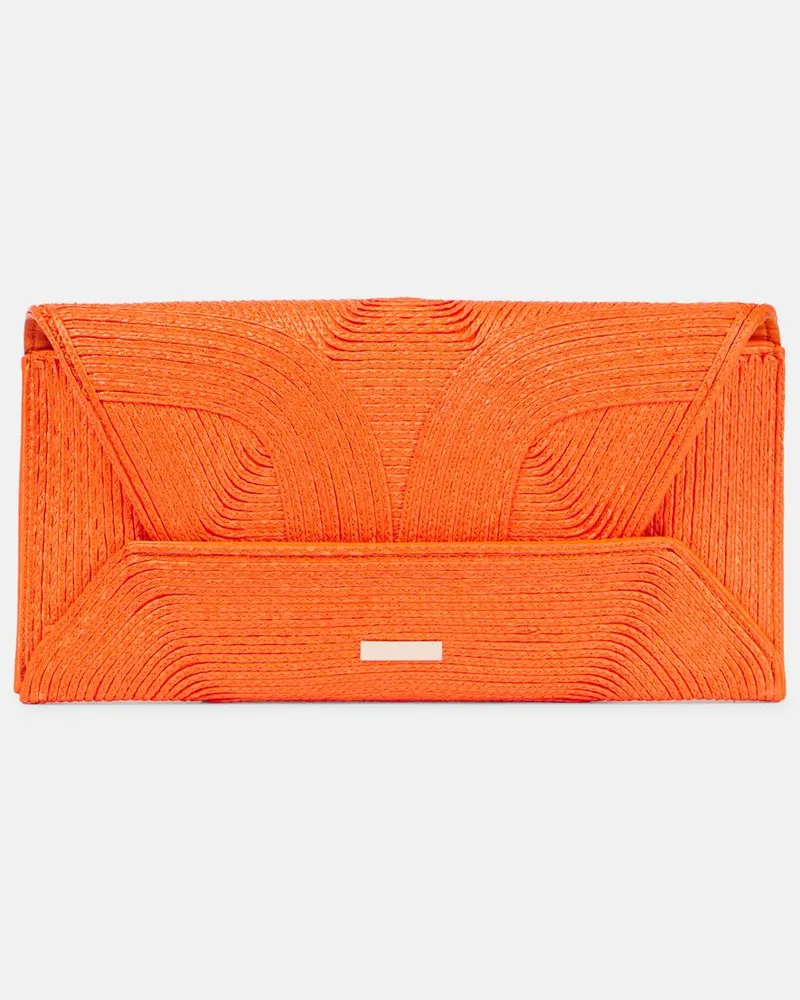 Aquazzura Clutch Vacanza Small aus Raffiabast Orange