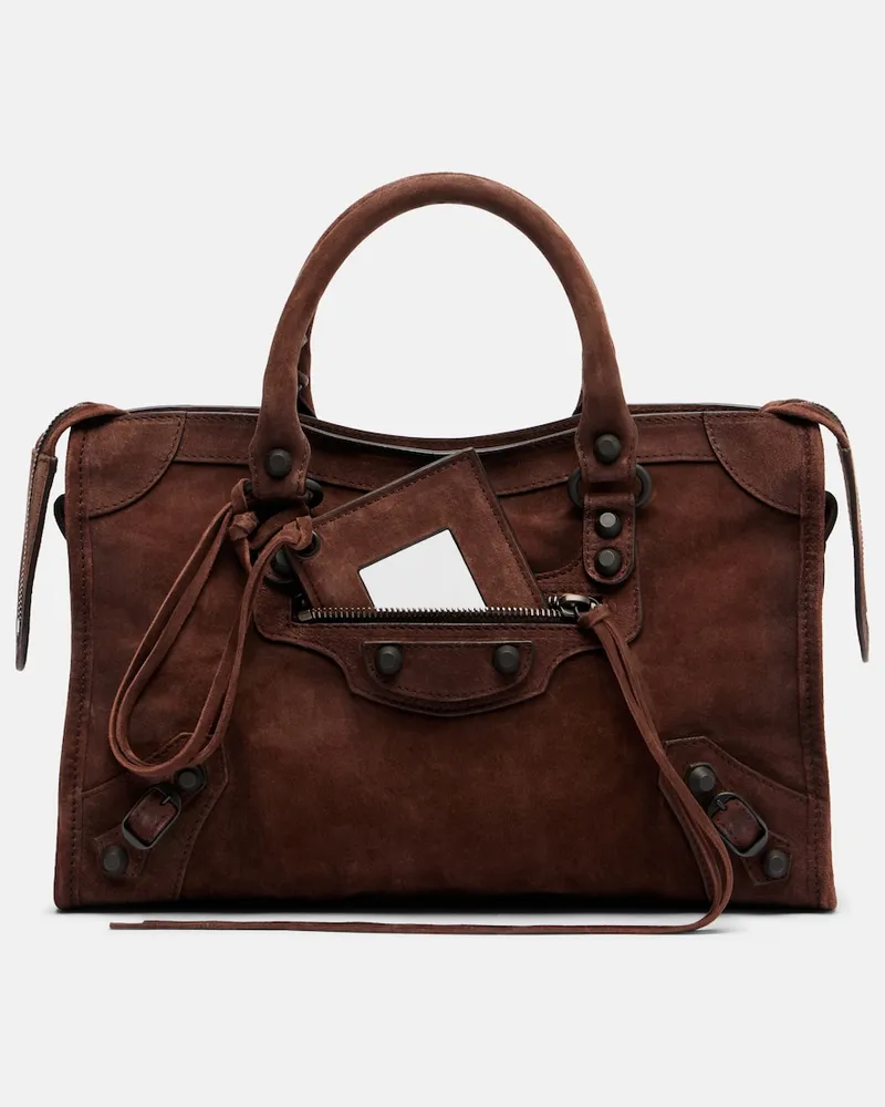 Balenciaga Tote Bag Le City Small aus Veloursleder Braun