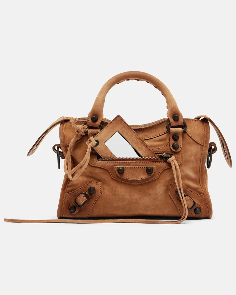 Balenciaga Le City Mini Tasche aus Veloursleder Braun