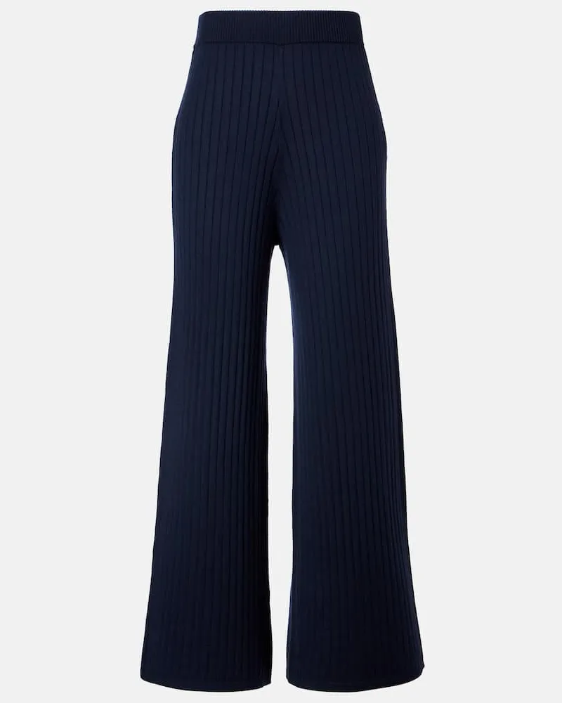 Brunello Cucinelli Weite Hose aus Wolle und Kaschmir Blau