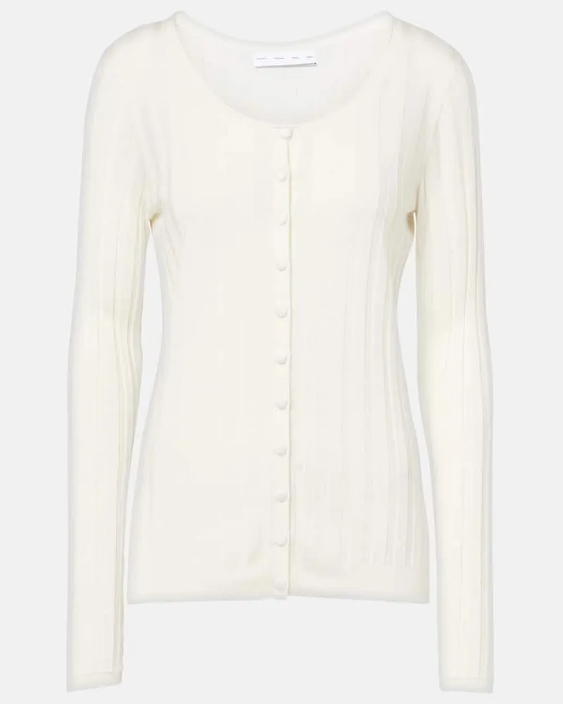 Proenza Schouler White Label Cardigan Hattie aus Rippstrick Weiß