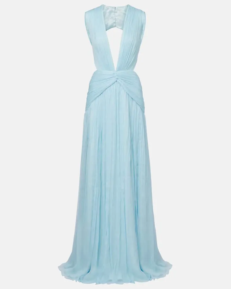 COSTARELLOS Robe aus Seidenchiffon Blau