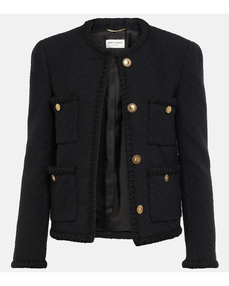 Saint Laurent Jacke aus Tweed Blau